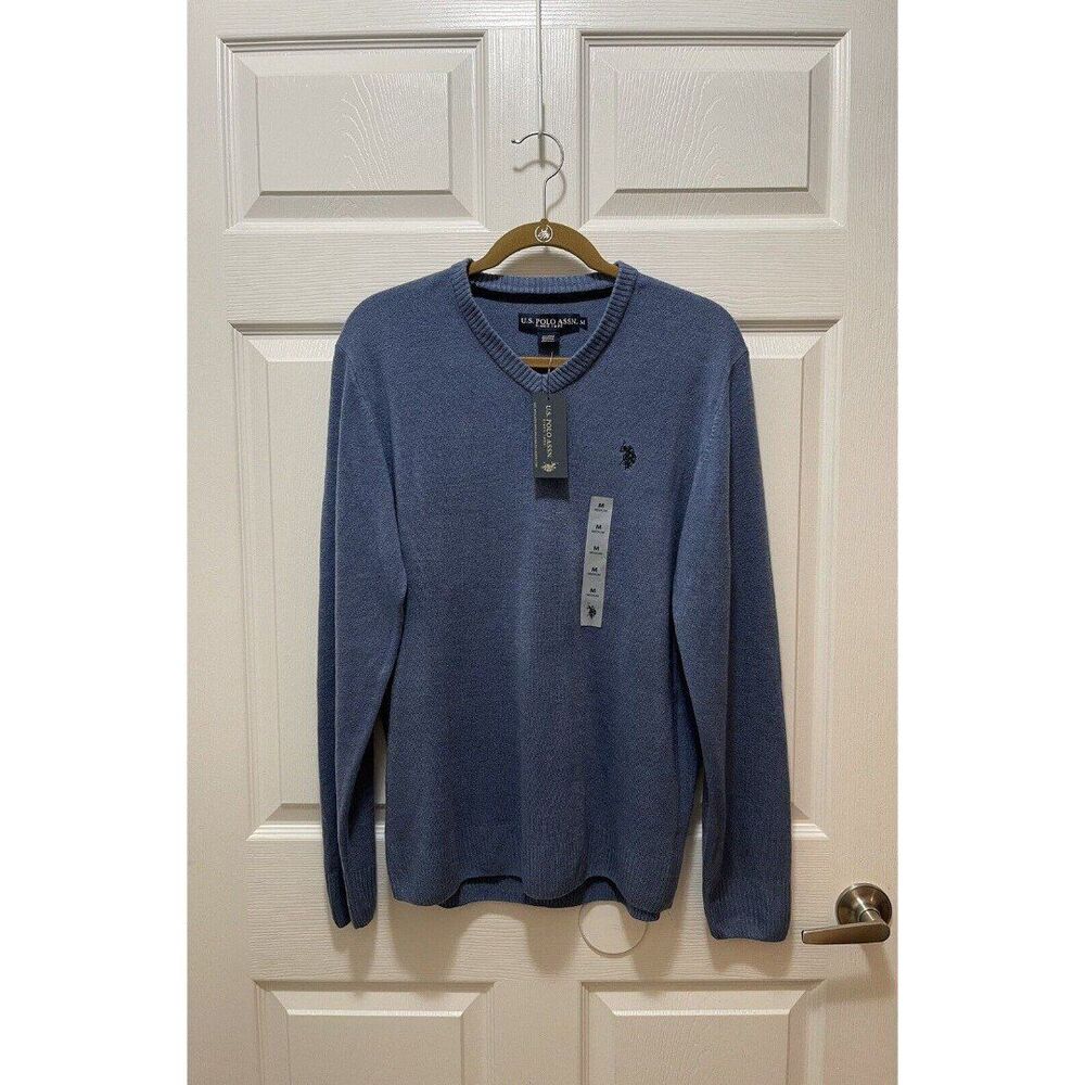 Mens Long Sleeve Pullover Sweater Size M Blue NWT US Polo